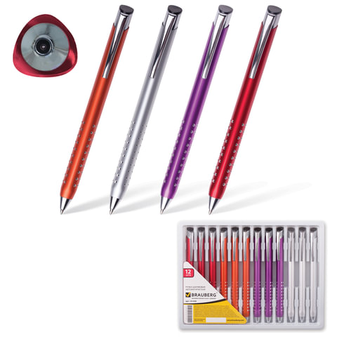 Ручка шариковая BRAUBERG бизнес-класса "Lux", корпус ассорти, серебр. детали, 1мм, 141428, синяя