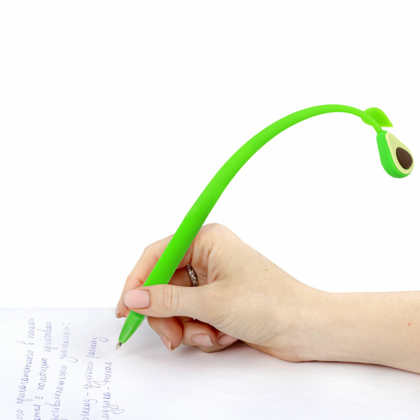 Ручка фигурная шариковая ЮНЛАНДИЯ "Авокадо", мягкий силиконовый корпус, СИНЯЯ, узел 0,7мм, 143794