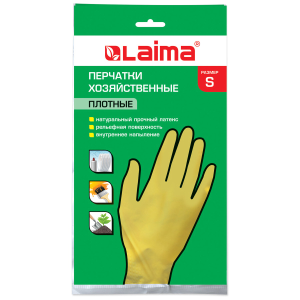 Перчатки хозяйственные латексные LAIMA "Люкс", МНОГОРАЗОВЫЕ, хлопчатобумажное напыление, плотные, ра