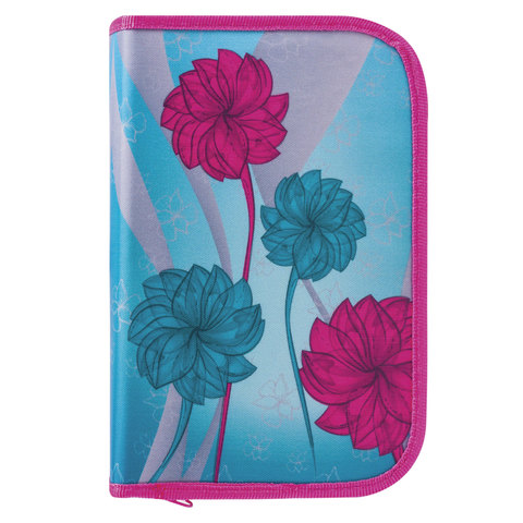 Пенал 1 отделение BRAUBERG, откидная планка, для нач. школы, ткань, дев. Мелисса, 20*13 см, 104373