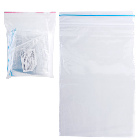 Пакеты с замком "зиплок" (гриппер), КОМПЛЕКТ 100шт., 100х150мм, 32 мкм