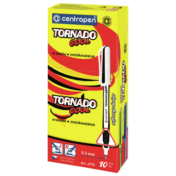 Ручка-роллер СИНЯЯ CENTROPEN "Tornado Cool", корпус ассорти, узел 0,5мм, линия 0,3мм, 4775