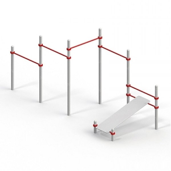 Комплекс из 5 турников и скамьи для пресса