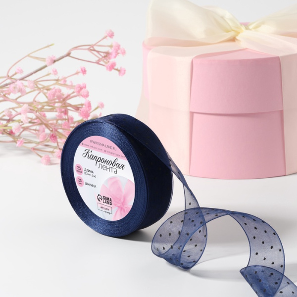 Лента капроновая 25мм*25±1ярд(23м±1м) горох чёрный №038 тёмно-синий АУ