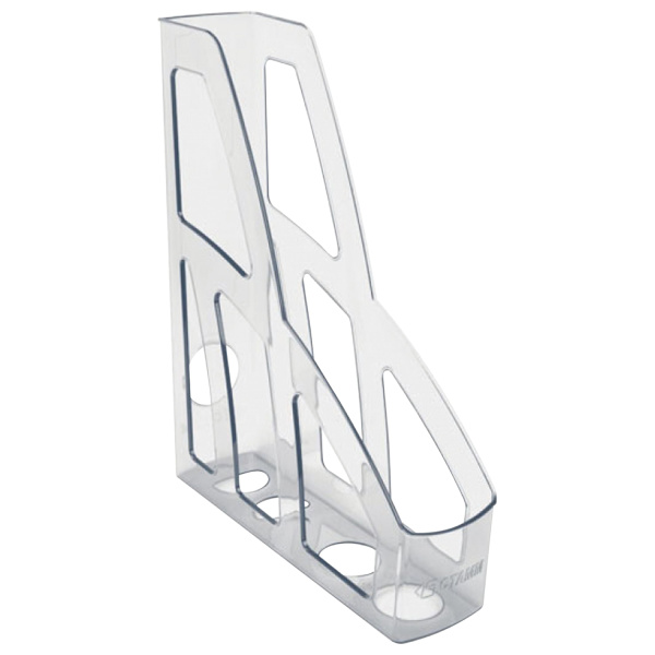 Лоток для бумаг вертикальный СТАММ "Лидер", ширина 75 мм, прозрачный, ЛТ130