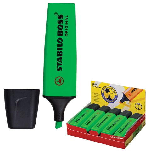 Текстмаркер STABILO "Boss", скошенный наконечник 2-5 мм, зеленый, 70/33