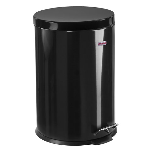 Ведро-контейнер для мусора с педалью ЛАЙМА "Classic", 20 л, черное, металл, со съемным ведром