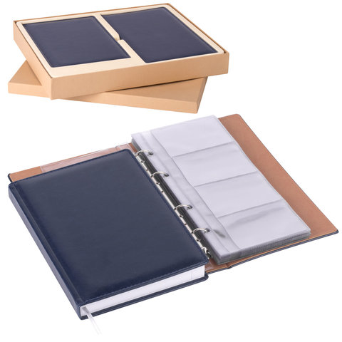 Набор GALANT "Вояж" (ИТАЛИЯ-РОССИЯ) (ежедневник А5, визитница на 240, ручка) темно-синий, 124039