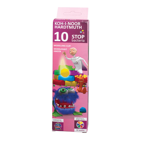 Пластилин KOH-I-NOOR "Stop Bacteria", антибактериальный, 10 ц, 200 г, карт.кор с европод, 0131810000