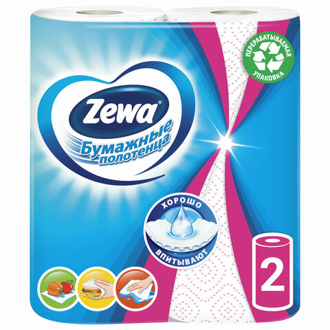 Полотенце бумажное ZEWA Decor, 2-х слойное, спайка 2шт.х15м, белое, 144087, ш/к 64610