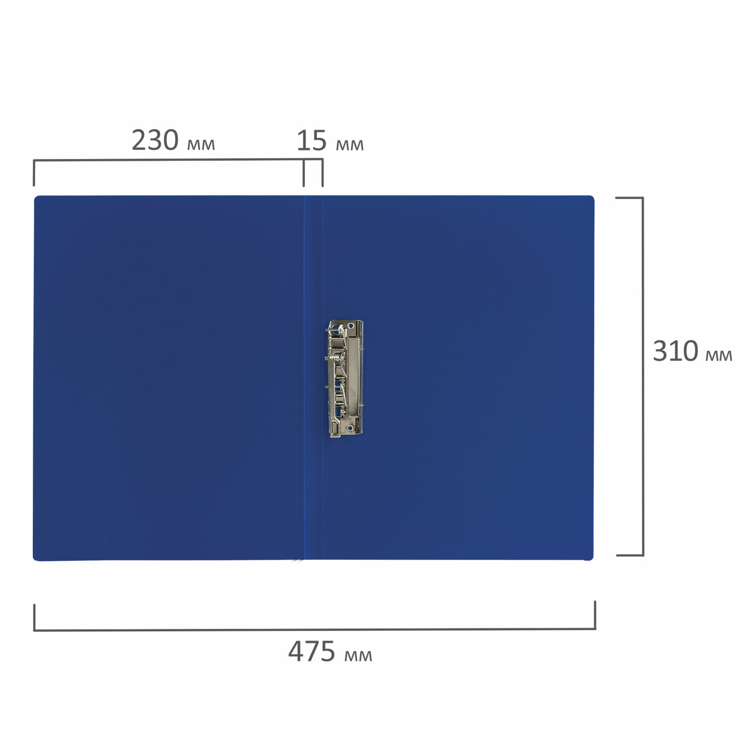 Папка с боковым металлическим прижимом STAFF, синяя, до 100 листов, 0,5 мм, 229232 