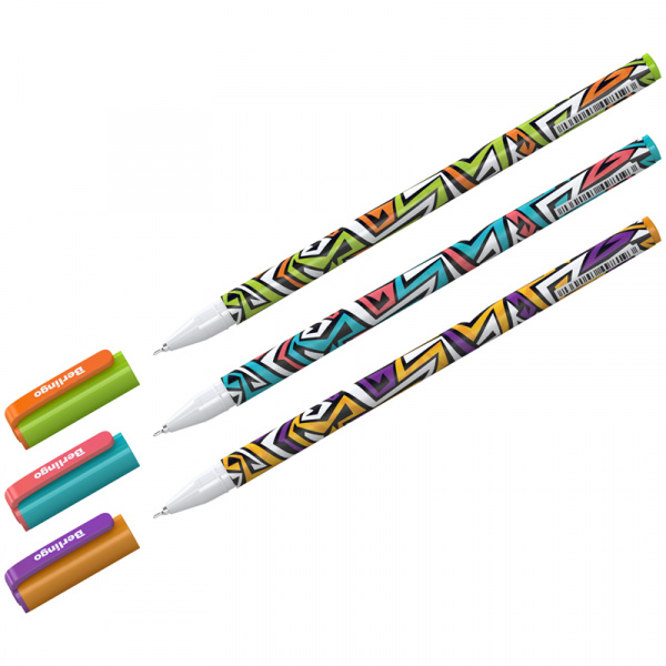 Ручка шариковая Berlingo "Funline. Labyrinth" синяя, 0,7мм, рисунок на корпусе, ассорти CBp_07277