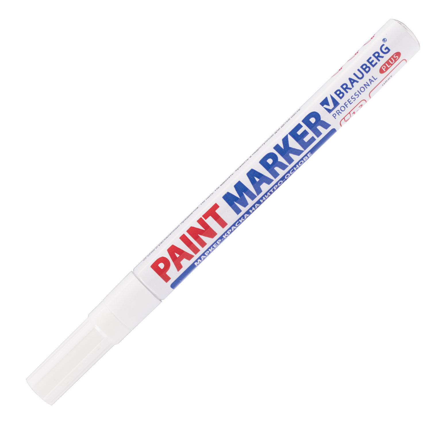 Маркер-краска лаковый (paint marker) 2 мм, БЕЛЫЙ, НИТРО-ОСНОВА, алюминиевый корпус, BRAUBERG PROFESS