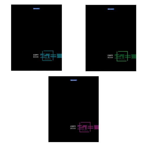 Тетрадь А4 48л. клетка BRAUBERG, скоба, глянцевый лак, "DARK"