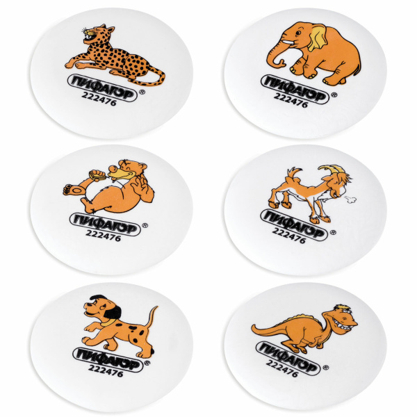 Резинка стирательная ПИФАГОР кругл,  диам.55мм, цвет бел, с картинкой зверушки, 24шт в цилинд,222476