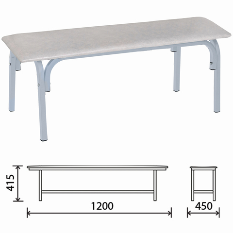 Банкетка без спинки "Астрид", 1200х470х430 мм, светло-серый каркас, кожзам белый