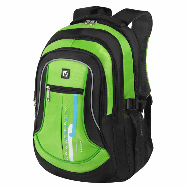 Рюкзак BRAUBERG ст.класс/студ, мальч., черн/салатовый, Лайм, 46*34*18см, 225524