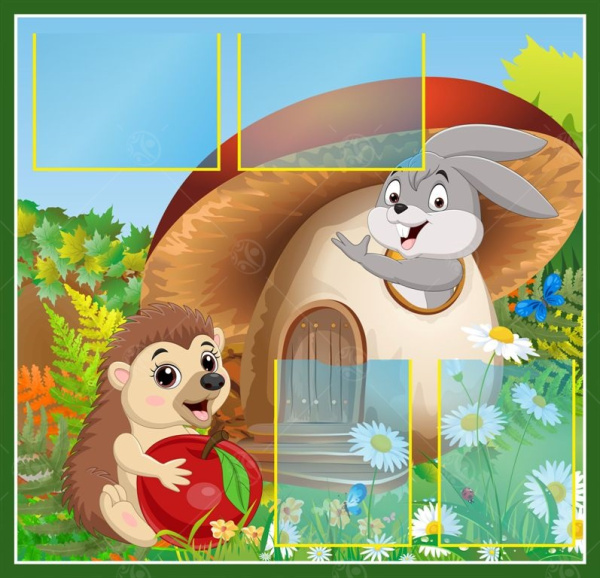 Стенд "Зайчик, Ёжик" 0,955*0,92м, А4-4шт