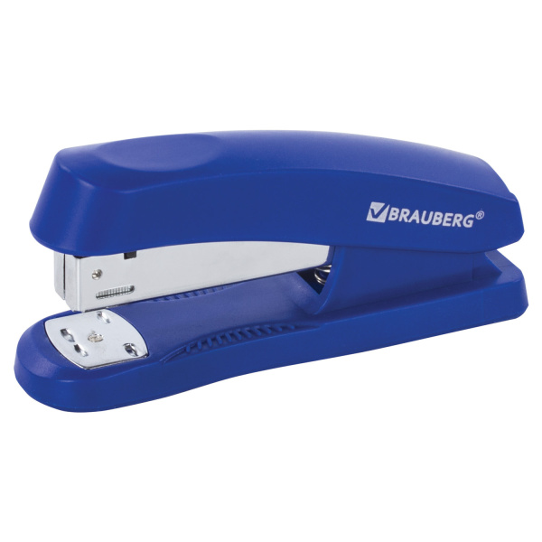 Степлер №24/6, 26/6 BRAUBERG "Standard+", до 30 листов, синий,