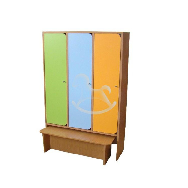 ШКАФ 3-Х СЕКЦИОННЫЙ С СКАМЕЙКОЙ, ЛДСП, 856*280*1300 (цветной фасад)