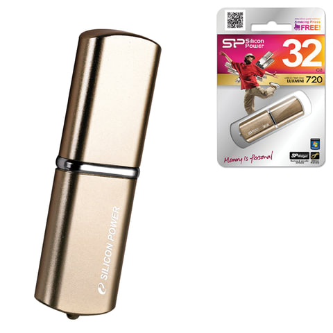Флэш-диск SILICON POWER 32GB Luxmini 720 USB 2.0, алюмин корпус, ск-ть чт/зап - 10/5 Мб/сек, БРОНЗА