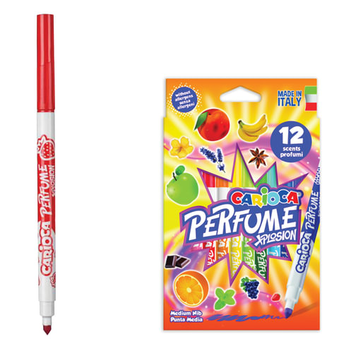 Фломастеры ароматизированные CARIOCA (Италия) "Perfume Xplosion", 12 цв, смываемые, карт.упак, 42672