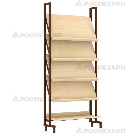 Стеллаж демонстрационный меламин 900х300х1900, клен, м/к серый, М400Д