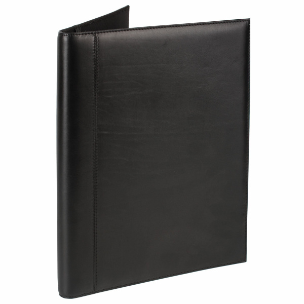 Папка адресная из натуральной кожи без надписи, 320х250х10мм, черная, 7-40