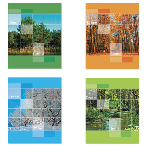 Тетрадь 48л. клетка STAFF, офсет №2, 60г/м, обл. мел. карт., Времена года, ассорти