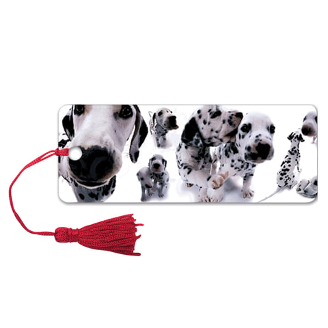 Закладка д/книг с линейкой 3D BRAUBERG, объемная, "Далматинцы", декор. шнурок-завязка, 125758