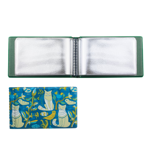 Визитница однорядная на 28 визитных, дисконтных или кредитных карт, кот бирюза, 2054.Т7