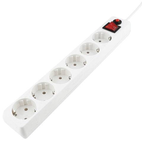 Сетевой фильтр ГАРНИЗОН ECL-6-W-3, 6 розеток, 3 м