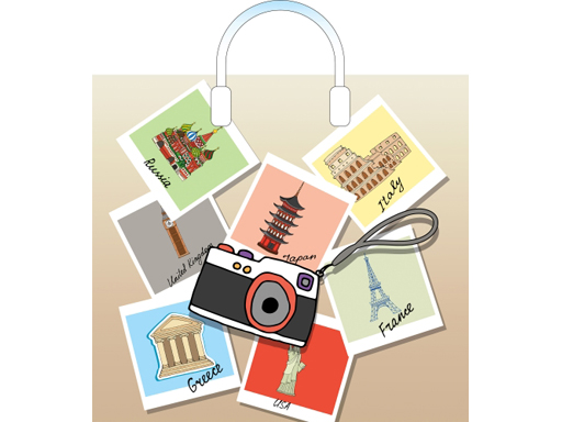 Пакет ПЭ с пластмассовыми ручками 38х34+3 (90) х150 (Путишествие) Россия ПЛР51613