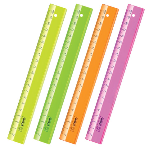 Линейка СТАММ "Neon Cristal", 20см, прозрачная, неон. ассорти, ЛН12 ЛН11