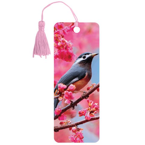 Закладка д/книг с линейкой 3D BRAUBERG, объемная, "Птичка на ветке", декор. шнурок-завязка, 125773