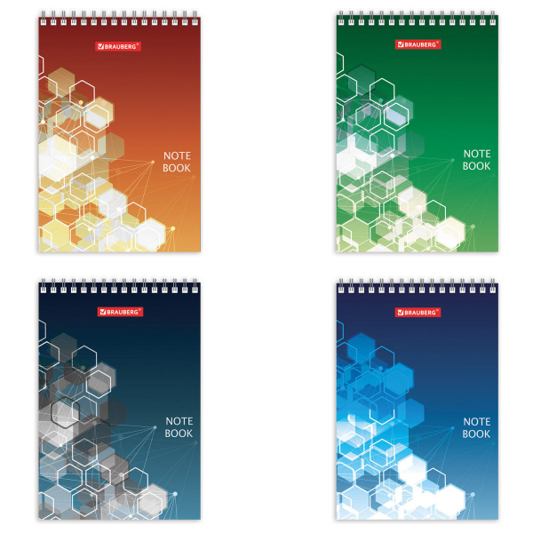 Блокнот МАЛЫЙ ФОРМАТ (97х145мм) А6, 60л, гребень, картон, клетка, BRAUBERG, Спектр, 129826