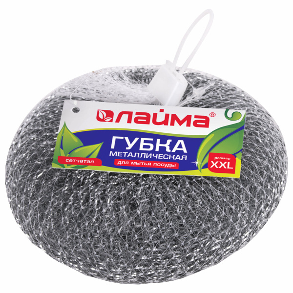 Губка (мочалка) металлическая сетчатая 100г БОЛЬШАЯ (XXL), для посуды, гриля, плиты, LAIMA, 603106