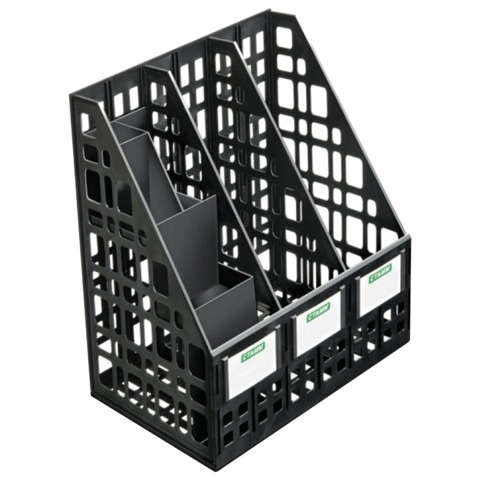 Лоток вертикальный для бумаг СТАММ с органайзером, шир. 240 мм, 3 отд, сетчатый, сборный, черн, ЛТ88