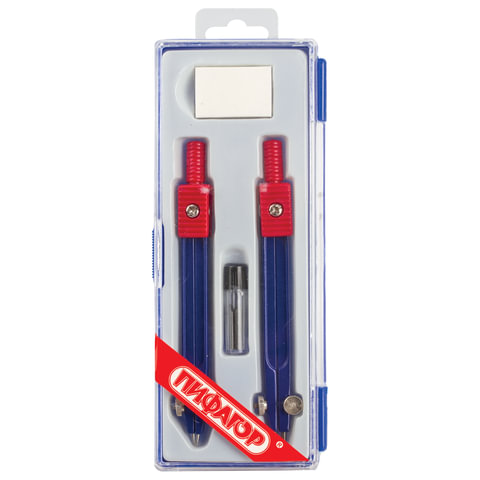 Готовальня ПИФАГОР 4 предм., пенал с подвесом