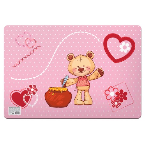 Коврик-подкладка д/письма и занят.творчеств BRAUBERG настол, 43*29см, пластик,цв.печать,Мишка,225311