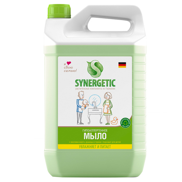 Мыло жидкое 5л SYNERGETIC "Луговые травы", гипоаллергенное, увлажнение, канистра, 461372043
