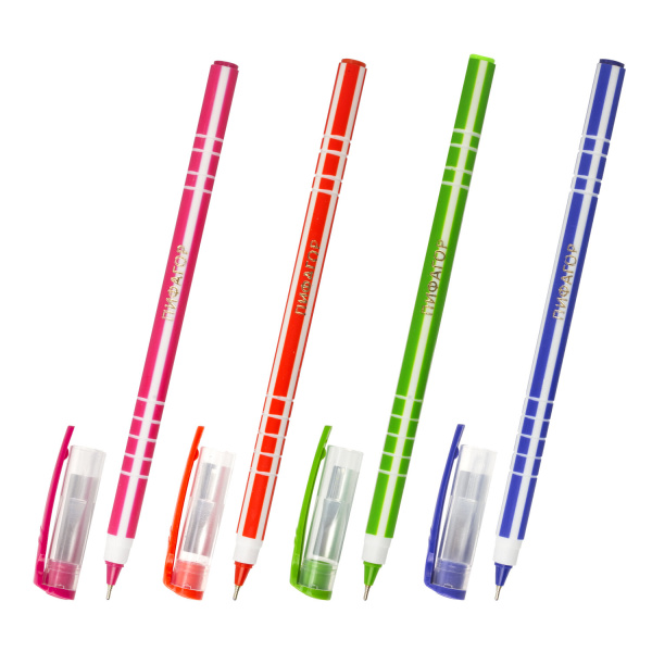 Ручка шариковая масляная ПИФАГОР "Softy", СИНЯЯ, корпус ассорти, узел 0,7 мм, линия письма 0,35 мм, 