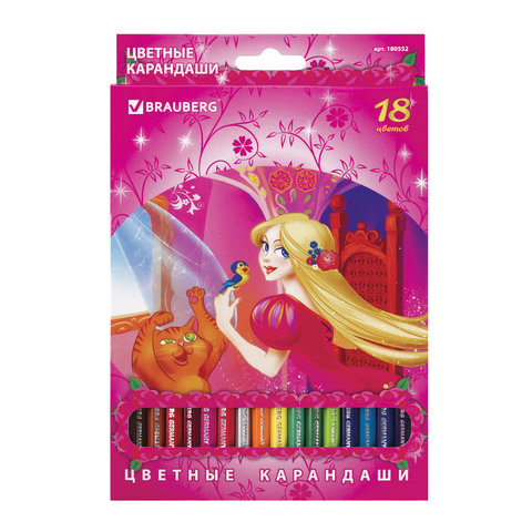 Карандаши цветные BRAUBERG "Rose Angel" (Ангел Роз), 18 цв., заточенные Карандаши цветные BRAUBERG "Rose Angel" (Ангел Роз), 18 цв., заточенные
