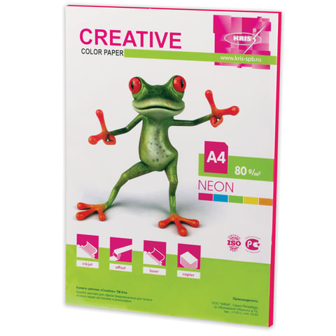 Бумага CREATIVE color (Креатив) А4,  80г/м, 50 л. неон малиновая, БНpr-50м, ш/к 44868
