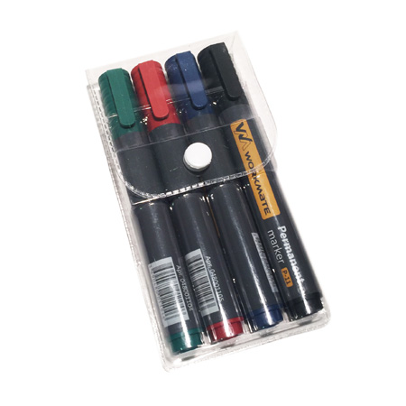 Набор маркеров перманентных P-11, 4шт/цвета, в ПВХ пенале