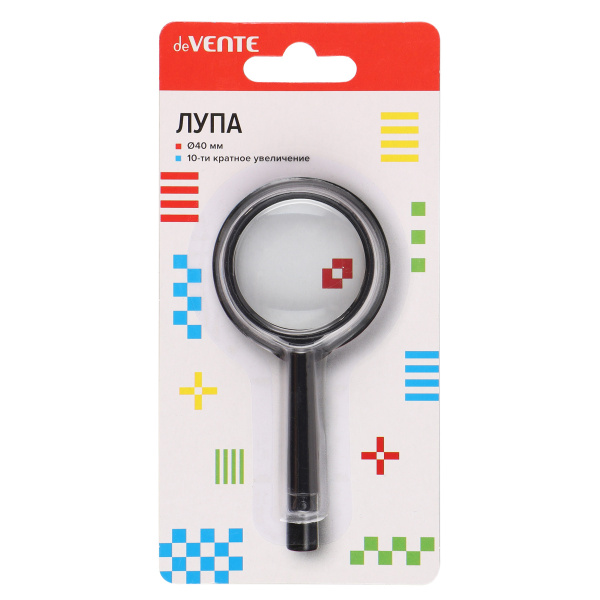 Лупа канцелярская, диаметр 40мм, deVENTE с 10-и кратным увеличением, блистер 4080300 Лупа канцелярская, диаметр 40мм, deVENTE с 10-и кратным увеличением, блистер 4080300