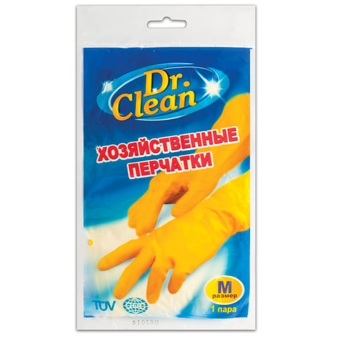 Перчатки хоз.латексные DR.CLEAN (Доктор Клин), без х/б напыления, размер М (средний), ш/к 45057