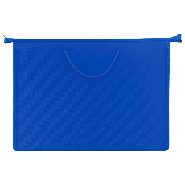 Папка для рисунков и чертежей А3, ручки-шнурок, пластик, молния сверху, ПИФАГОР, синяя, 228229