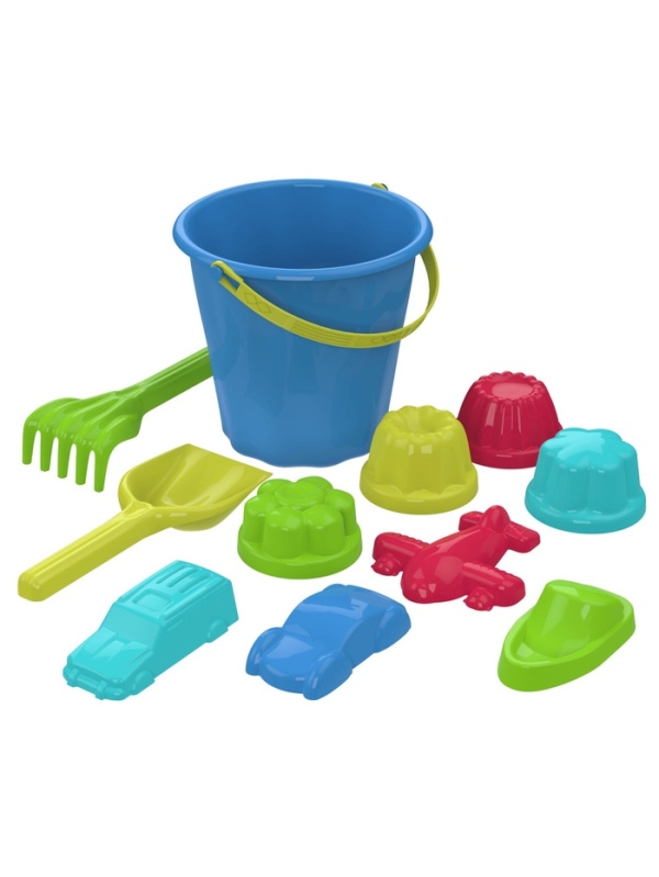 Песочный набор «Непоседа», 11 предметов: ведро, лопатка, грабельки, 8 формочек