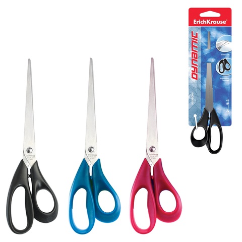Ножницы ERICH KRAUSE "Dynamic" 210мм, ассорти, в карт. упак. с европодвесом, 50031 